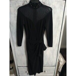 Bari-Jay Sheer Check Ls  Dress Sm Black Vintage Y2k Elegante Cocktail Party